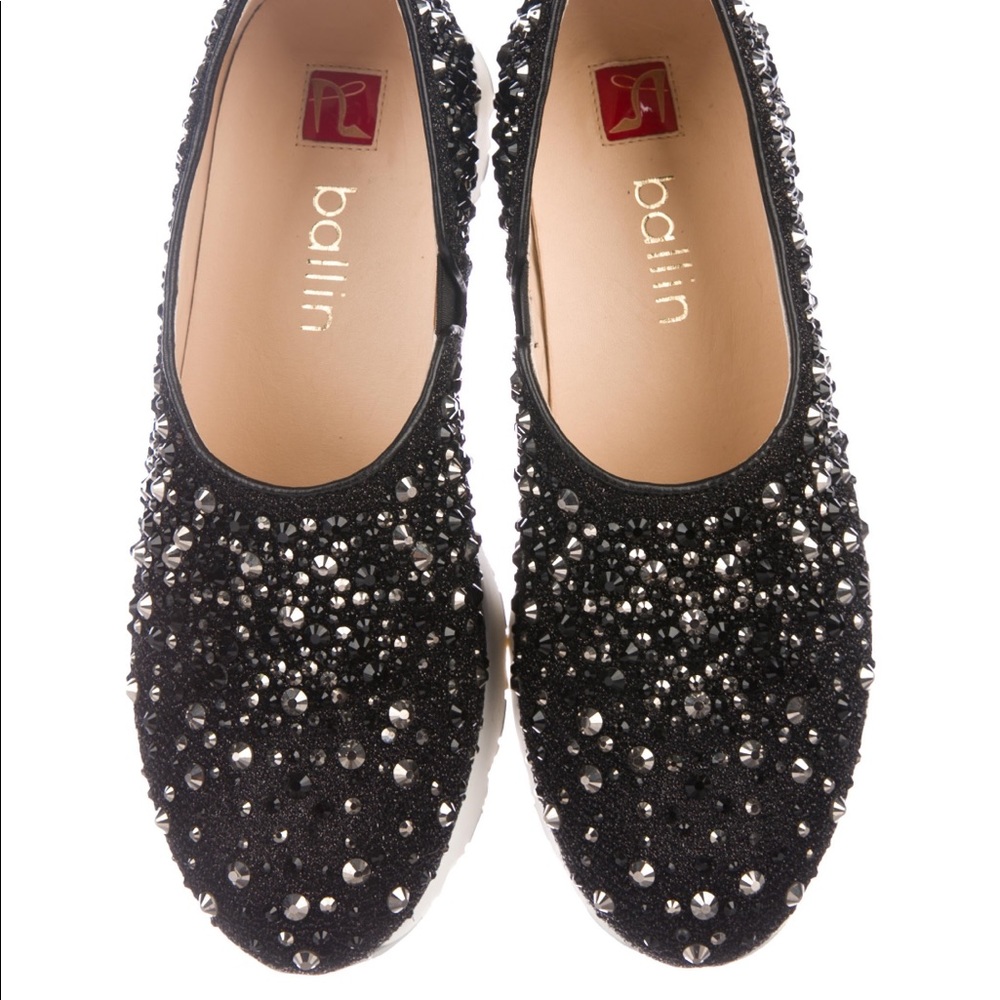 Ballin Fancy Embellished Black “Bling” Classic Slip on Sneakers Size 8